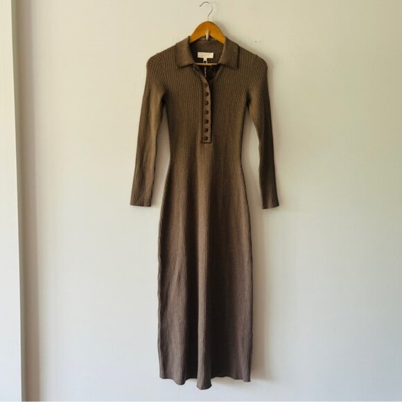 New Sezane Leandre Dark Taupe Maxi Dress Size Small - Picture 2 of 8